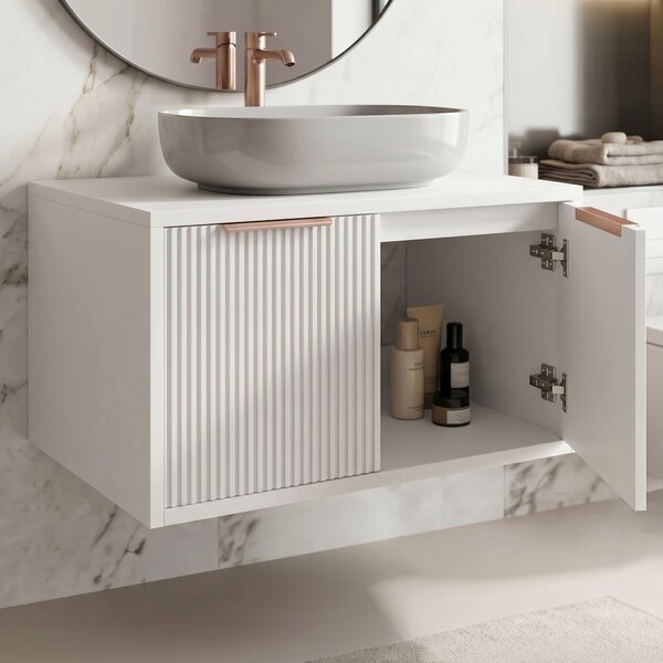 Dulap baie pentru lavoar Rea Core 80cm White