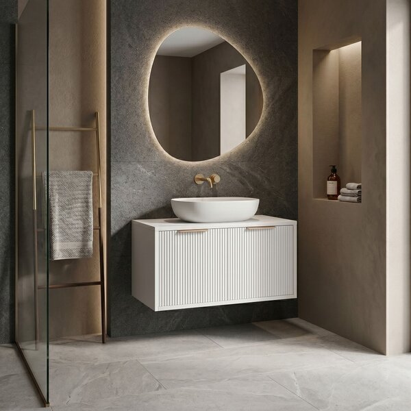 Dulap baie pentru lavoar Rea Core 80cm White