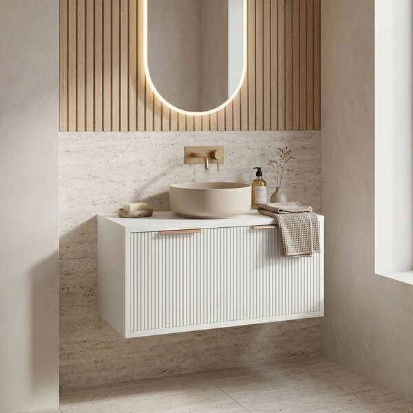 Dulap baie pentru lavoar Rea Core 80cm White