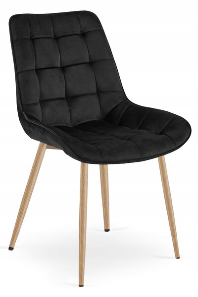 Scaun Bucatarie/Dining Joy Negru Catifea,Picioare Metalice, Finisaj Lemn