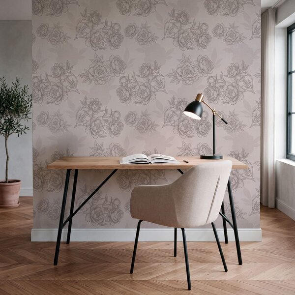 Fototapet Motiv floral cu linii delicate, Fototapet flori, Fototapet populare, t00864v2 - Tapeko.ro