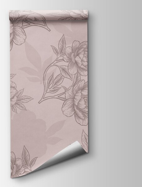 Fototapet Motiv floral cu linii delicate, Fototapet flori, Fototapet populare, t00864v2 - Tapeko.ro