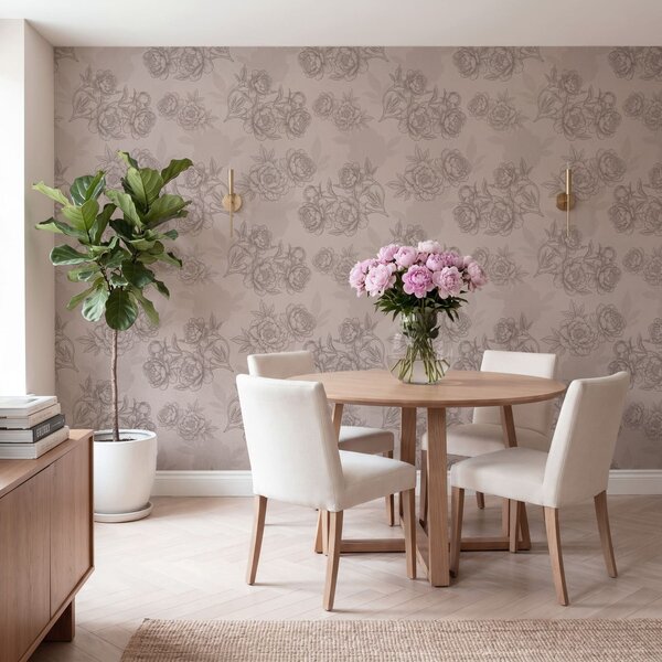 Fototapet Motiv floral cu linii delicate, Fototapet flori, Fototapet populare, t00864v2 - Tapeko.ro