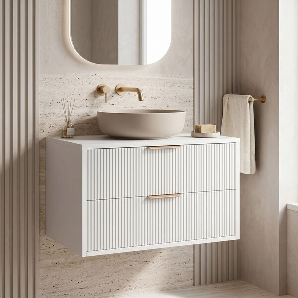 Dulap baie pentru lavoar Rea Mono 80cm White