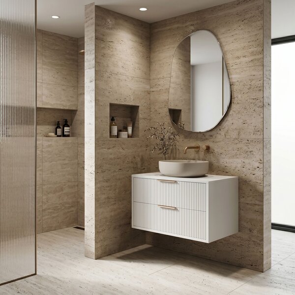 Dulap baie pentru lavoar Rea Mono 80cm White