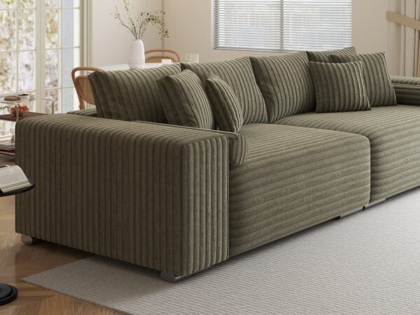 Canapea extensibilă dumonde cu ladă de depozitare Marbela XXL Tilia Verde Olive 295x120 cm