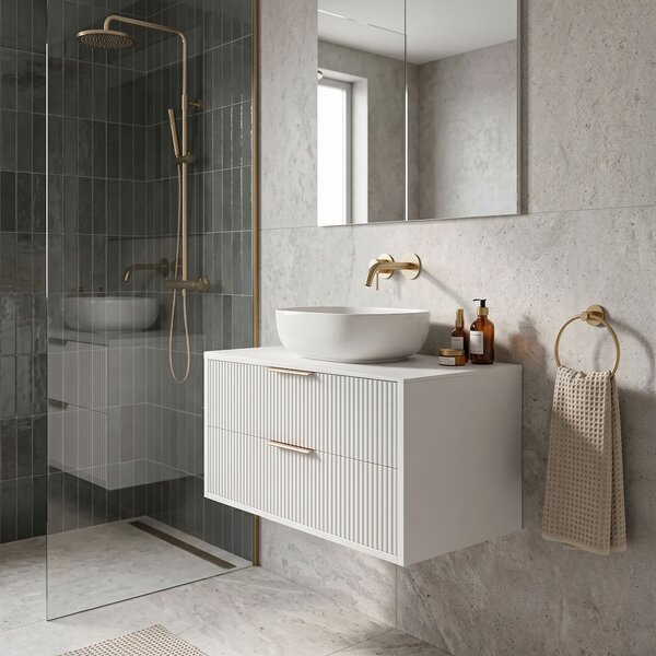 Dulap baie pentru lavoar Rea Mono 80cm White