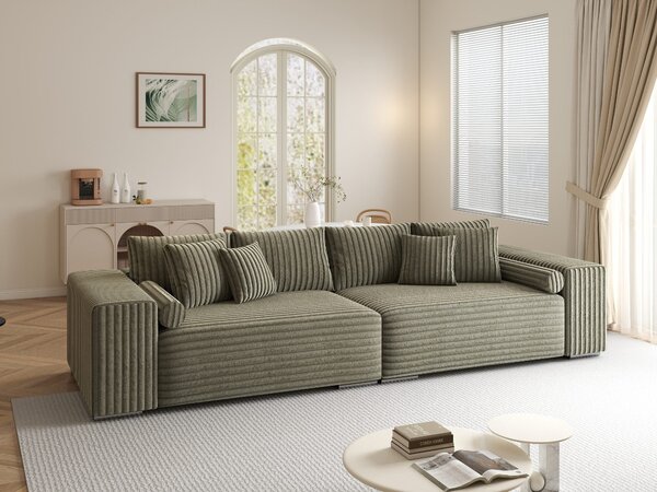Canapea extensibilă dumonde cu ladă de depozitare Marbela XXL Tilia Verde Olive 295x120 cm