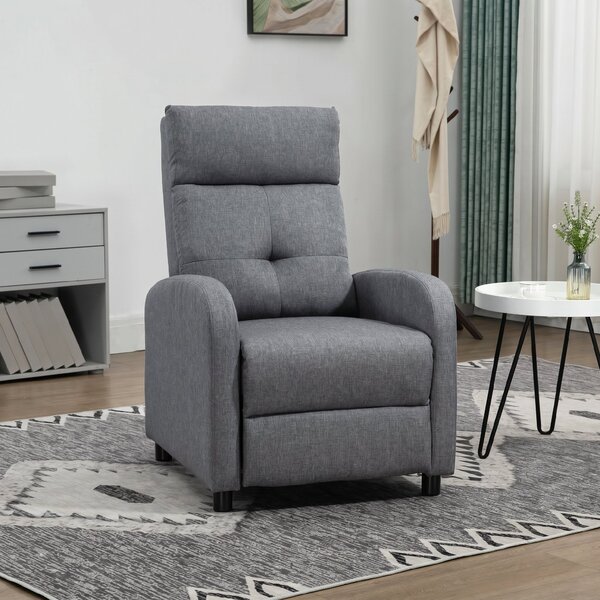HOMCOM Fotoliu Reclinabil 155° max în Țesătură cu Efect de In Gri cu Suport pentru Picioare, 67x87x98 cm | Aosom Romania