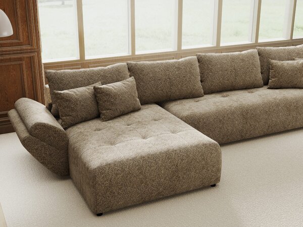 Colțar extensibil dumonde cu ladă de depozitare Berlin XL Arena Bej 4 350x185 cm