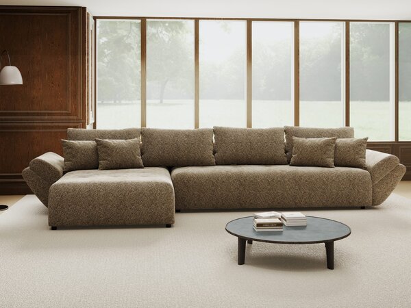 Colțar extensibil dumonde cu ladă de depozitare Berlin XL Arena Bej 4 350x185 cm