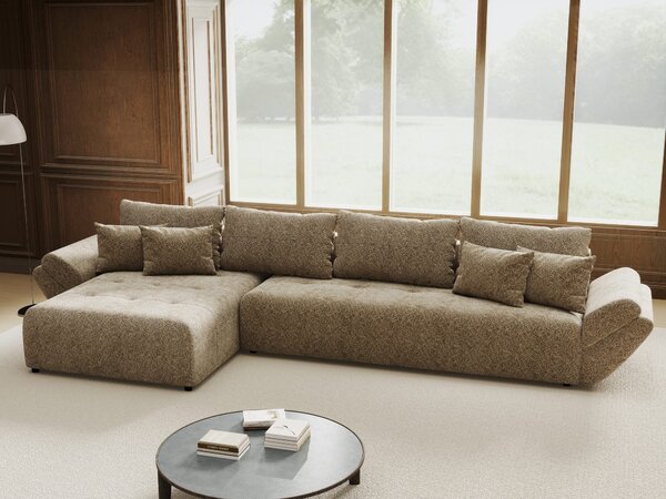 Colțar extensibil dumonde cu ladă de depozitare Berlin XL Arena Bej 4 350x185 cm