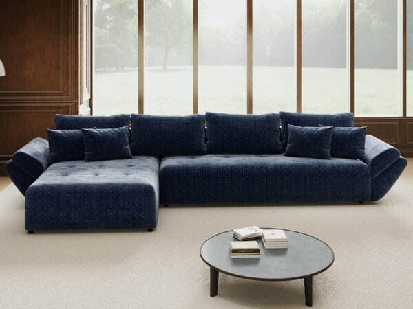 Colțar extensibil dumonde cu ladă de depozitare Berlin XL Cremona Albastru 350x185 cm