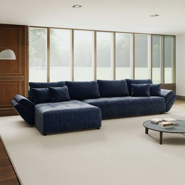 Colțar extensibil dumonde cu ladă de depozitare Berlin XL Cremona Albastru 350x185 cm