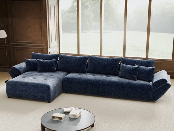 Colțar extensibil dumonde cu ladă de depozitare Berlin XL Cremona Albastru 350x185 cm