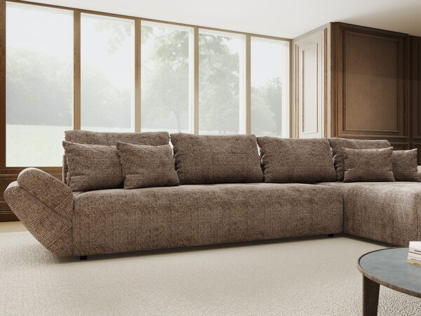 Colțar extensibil dumonde cu ladă de depozitare Berlin XL Cremona Maro-bej 24 II 350x185 cm