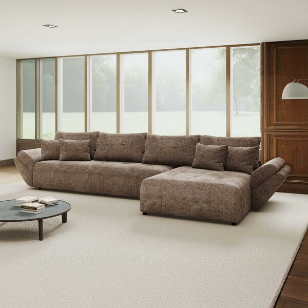 Colțar extensibil dumonde cu ladă de depozitare Berlin XL Cremona Maro-bej 24 II 350x185 cm