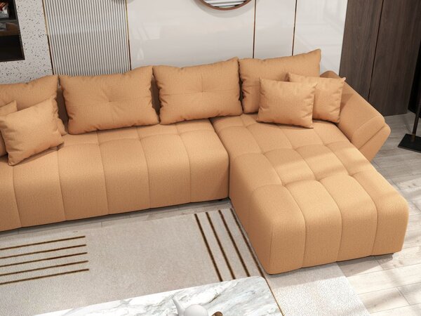Colțar extensibil dumonde cu ladă de depozitare si sezut confortabil din spuma high-density, Berlin XL Enjoy Mango 350x185 cm II
