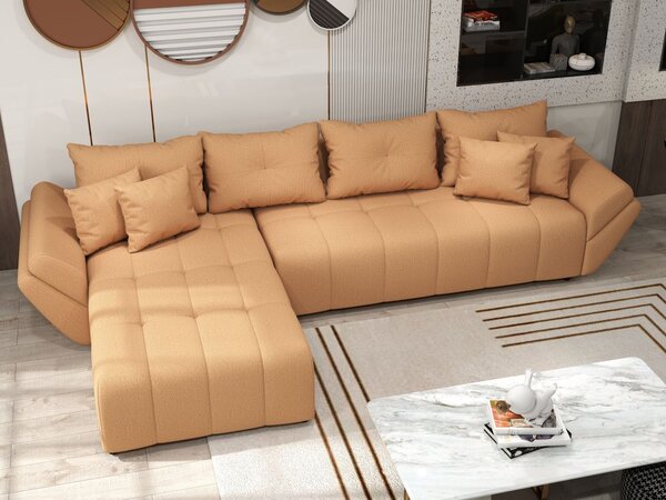 Colțar extensibil dumonde cu ladă de depozitare si sezut confortabil din spuma high-density, Berlin XL Enjoy Mango 350x185 cm II