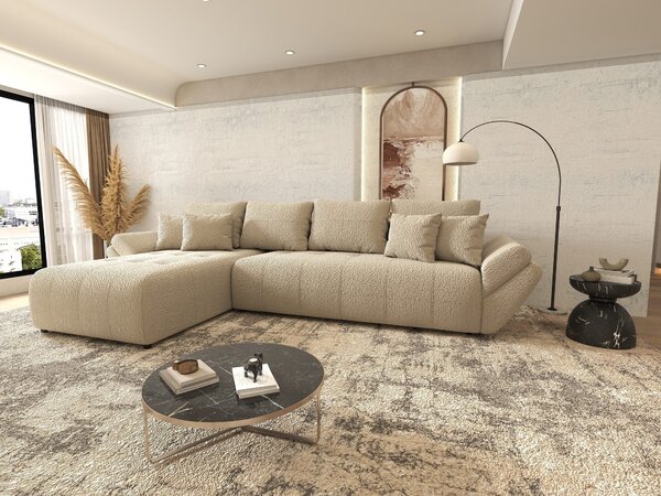 Colțar extensibil dumonde cu ladă de depozitare Berlin XL Jaguar Bej 350x185 cm