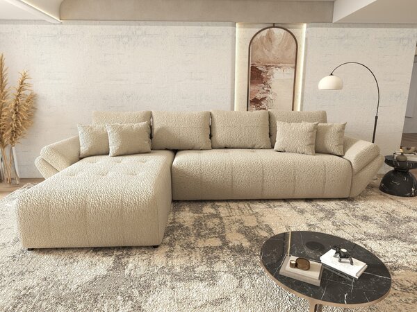Colțar extensibil dumonde cu ladă de depozitare Berlin XL Jaguar Bej 350x185 cm