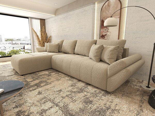 Colțar extensibil dumonde cu ladă de depozitare Berlin XL Jaguar Bej 350x185 cm