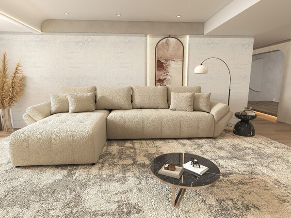Colțar extensibil dumonde cu ladă de depozitare Berlin XL Jaguar Bej 350x185 cm
