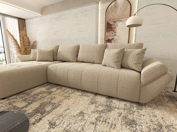 Colțar extensibil dumonde cu ladă de depozitare Berlin XL Jaguar Bej 350x185 cm