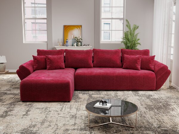 Colțar extensibil dumonde cu ladă de depozitare Berlin XL Monolith Rosu 350x185 cm