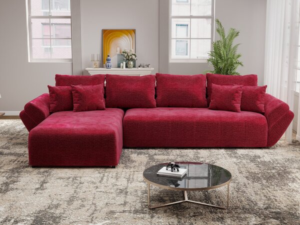 Colțar extensibil dumonde cu ladă de depozitare Berlin XL Monolith Rosu 350x185 cm