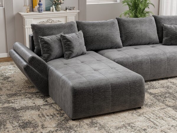 Colțar extensibil dumonde cu ladă de depozitare si sezut confortabil din spuma high-density, Berlin XL Monolith Gri Antracit 350x185 cm