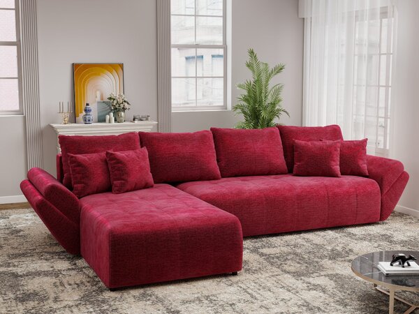 Colțar extensibil dumonde cu ladă de depozitare Berlin XL Monolith Rosu 350x185 cm