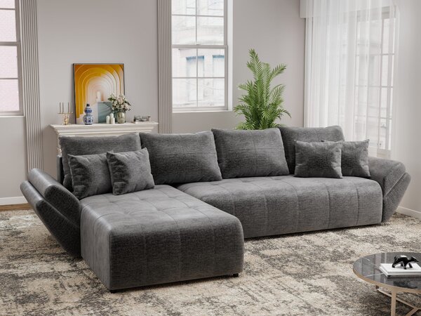 Colțar extensibil dumonde cu ladă de depozitare si sezut confortabil din spuma high-density, Berlin XL Monolith Gri Antracit 350x185 cm