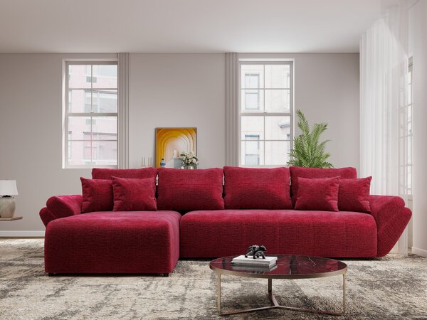 Colțar extensibil dumonde cu ladă de depozitare Berlin XL Monolith Rosu 350x185 cm