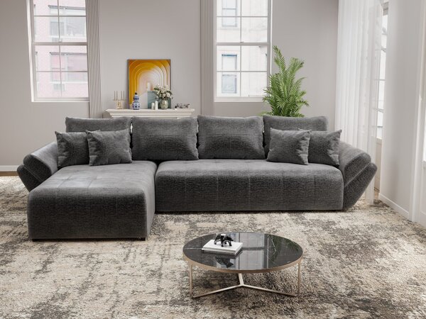 Colțar extensibil dumonde cu ladă de depozitare si sezut confortabil din spuma high-density, Berlin XL Monolith Gri Antracit 350x185 cm