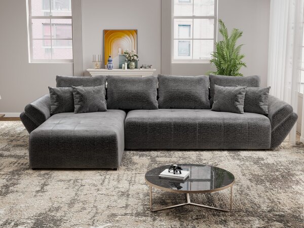 Colțar extensibil dumonde cu ladă de depozitare si sezut confortabil din spuma high-density, Berlin XL Monolith Gri Antracit 350x185 cm