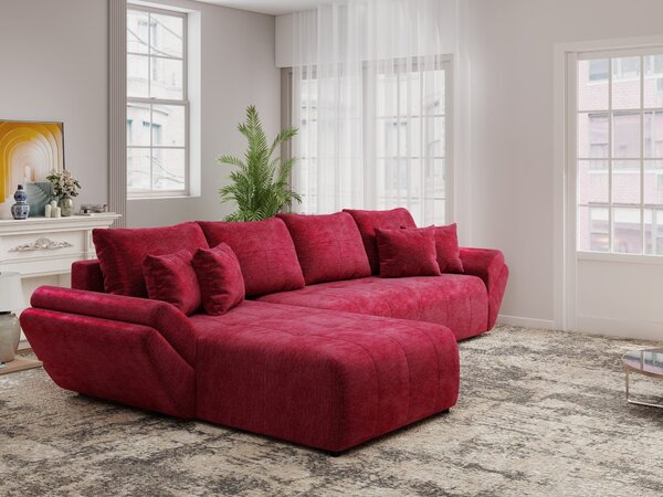 Colțar extensibil dumonde cu ladă de depozitare Berlin XL Monolith Rosu 350x185 cm