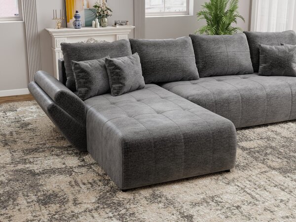 Colțar extensibil dumonde cu ladă de depozitare si sezut confortabil din spuma high-density, Berlin XL Monolith Gri Antracit 350x185 cm
