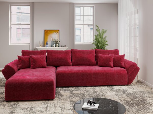 Colțar extensibil dumonde cu ladă de depozitare Berlin XL Monolith Rosu 350x185 cm