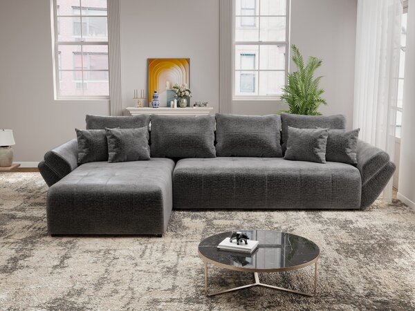 Colțar extensibil dumonde cu ladă de depozitare si sezut confortabil din spuma high-density, Berlin XL Monolith Gri Antracit 350x185 cm
