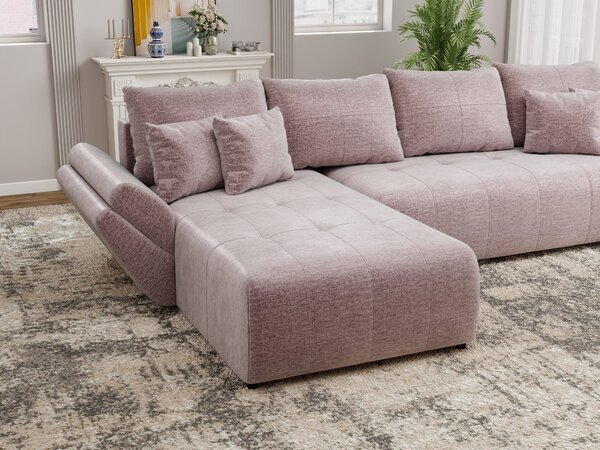 Colțar extensibil dumonde cu ladă de depozitare Berlin XL Monolith Roz Pudrat 350x185 cm