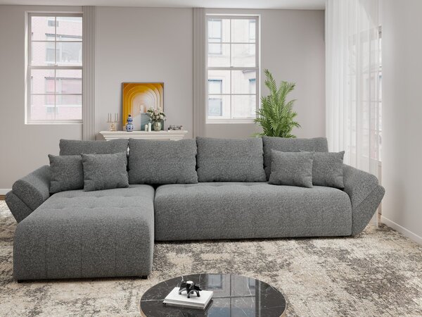 Colțar extensibil dumonde cu ladă de depozitare Berlin XL Monte Gri 90 350x185 cm