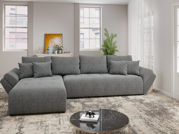 Colțar extensibil dumonde cu ladă de depozitare Berlin XL Monte Gri 90 350x185 cm