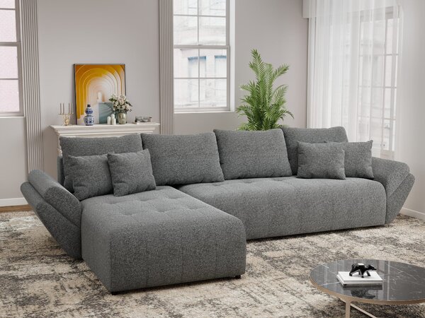 Colțar extensibil dumonde cu ladă de depozitare Berlin XL Monte Gri 90 350x185 cm