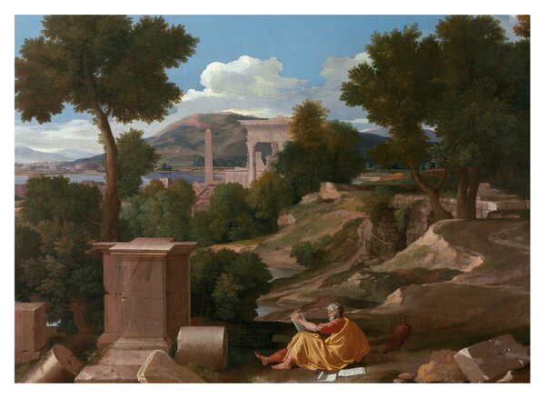 Tablou - Nicolas Poussin, Landscape with Saint John on Patmos, reproducere (70x50 cm)