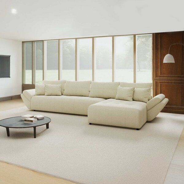 Colțar extensibil dumonde cu ladă de depozitare Berlin XL Quelle Bej 02 II 350x185 cm