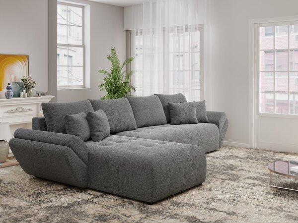Colțar extensibil dumonde cu ladă de depozitare Berlin XL Monte Gri 90 350x185 cm