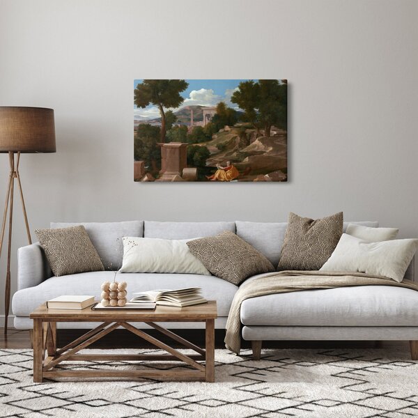 Tablou - Nicolas Poussin, Landscape with Saint John on Patmos, reproducere (90x60 cm)