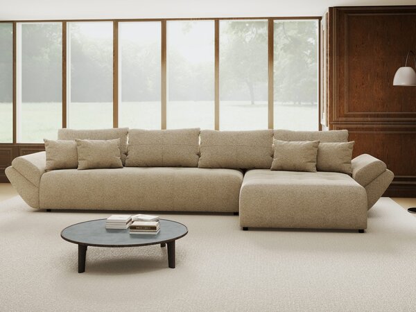 Colțar extensibil dumonde cu ladă de depozitare Berlin XL Quelle Bej 05 II 350x185 cm