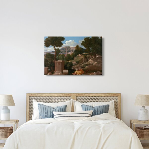 Tablou - Nicolas Poussin, Landscape with Saint John on Patmos, reproducere (90x60 cm)